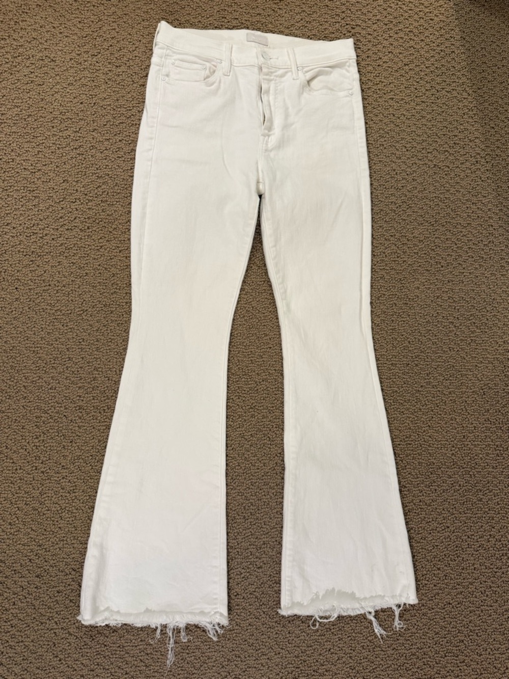 MOTHER THE WEEKEND FRAY White High-Rise Jeans